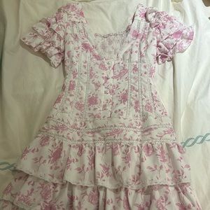 NWOT White and pink floral v neck mini dress size: medium super cute!